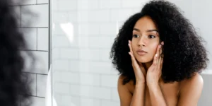 Skin clear of acne woman.