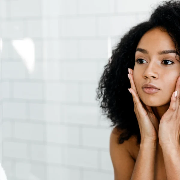 Skin clear of acne woman.