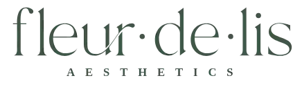 Fleur-De-Lis Aesthetics wordmark logo in dark green text representing the New Orleans medical aesthetics and wellness brand.